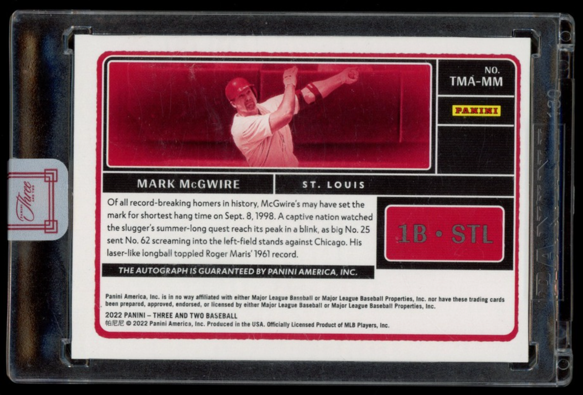 MARK MCGWIRE 2022 Panini Three and Two Timeless Moments Auto /25 #TMA-MM