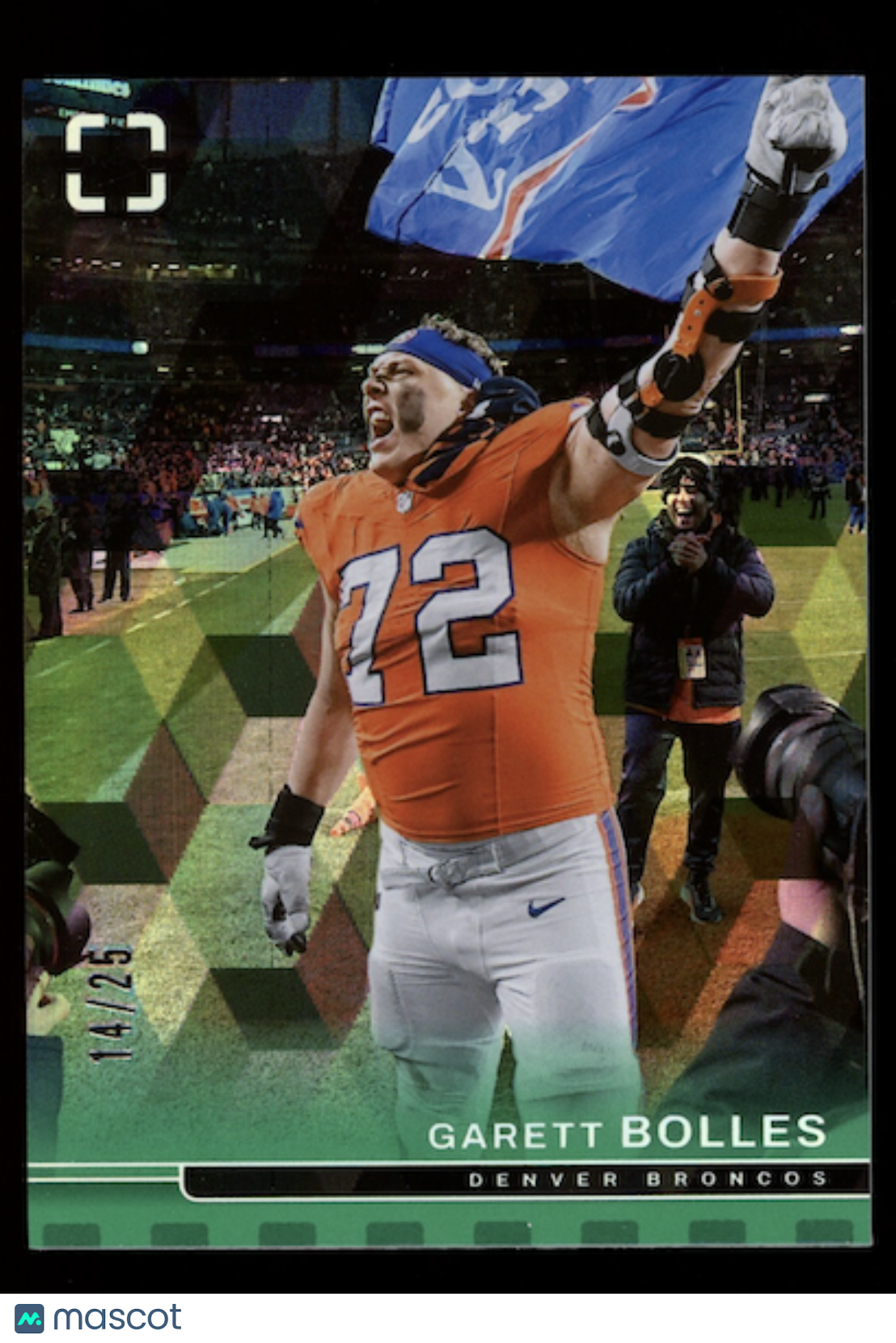 GARRETT BOLLES 2025 Panini Photogenic Green Parallel /25 #26 Broncos