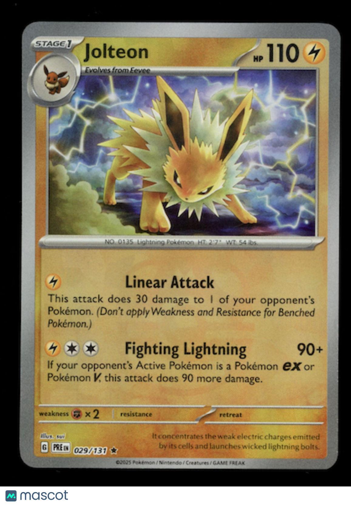 JOLTEON 2025 Pokemon S&V Prismatic Evolutions #29/131 Holo Master Ball Rare