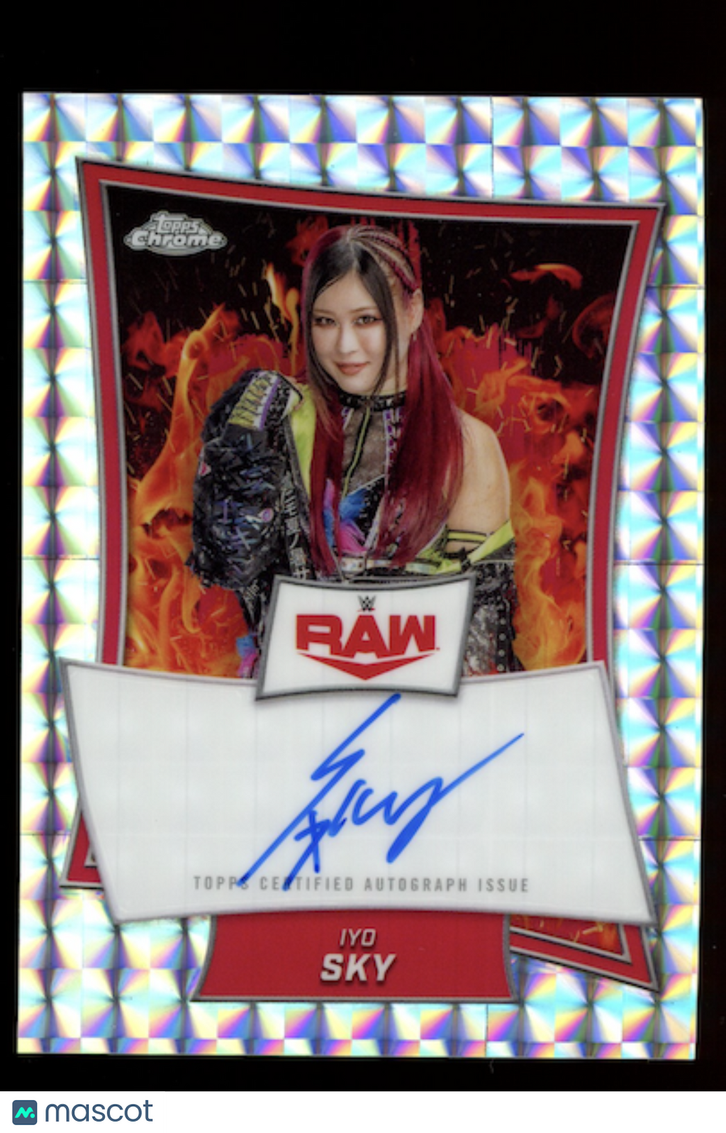 IYO SKY 2025 Topps WWE Chrome Red Brand Auto Geometric Refractor #RBA-IYO