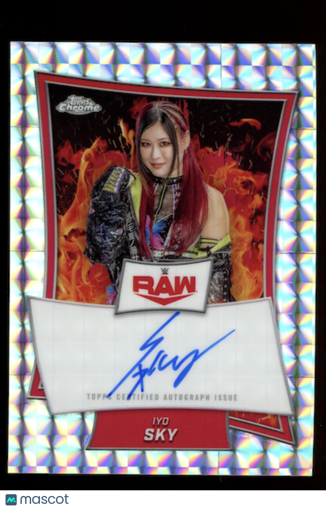 IYO SKY 2025 Topps WWE Chrome Red Brand Auto Geometric Refractor #RBA-IYO