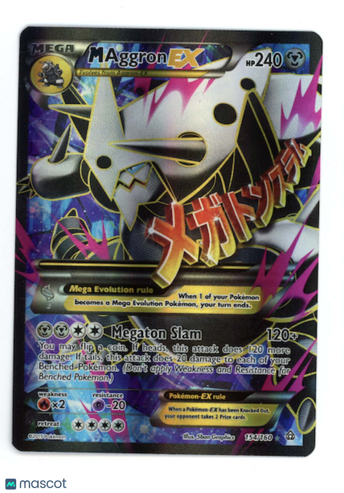 MEGA M AGGRON EX 2015 Pokemon XY Primal Clash #154/160 Ultra Rare