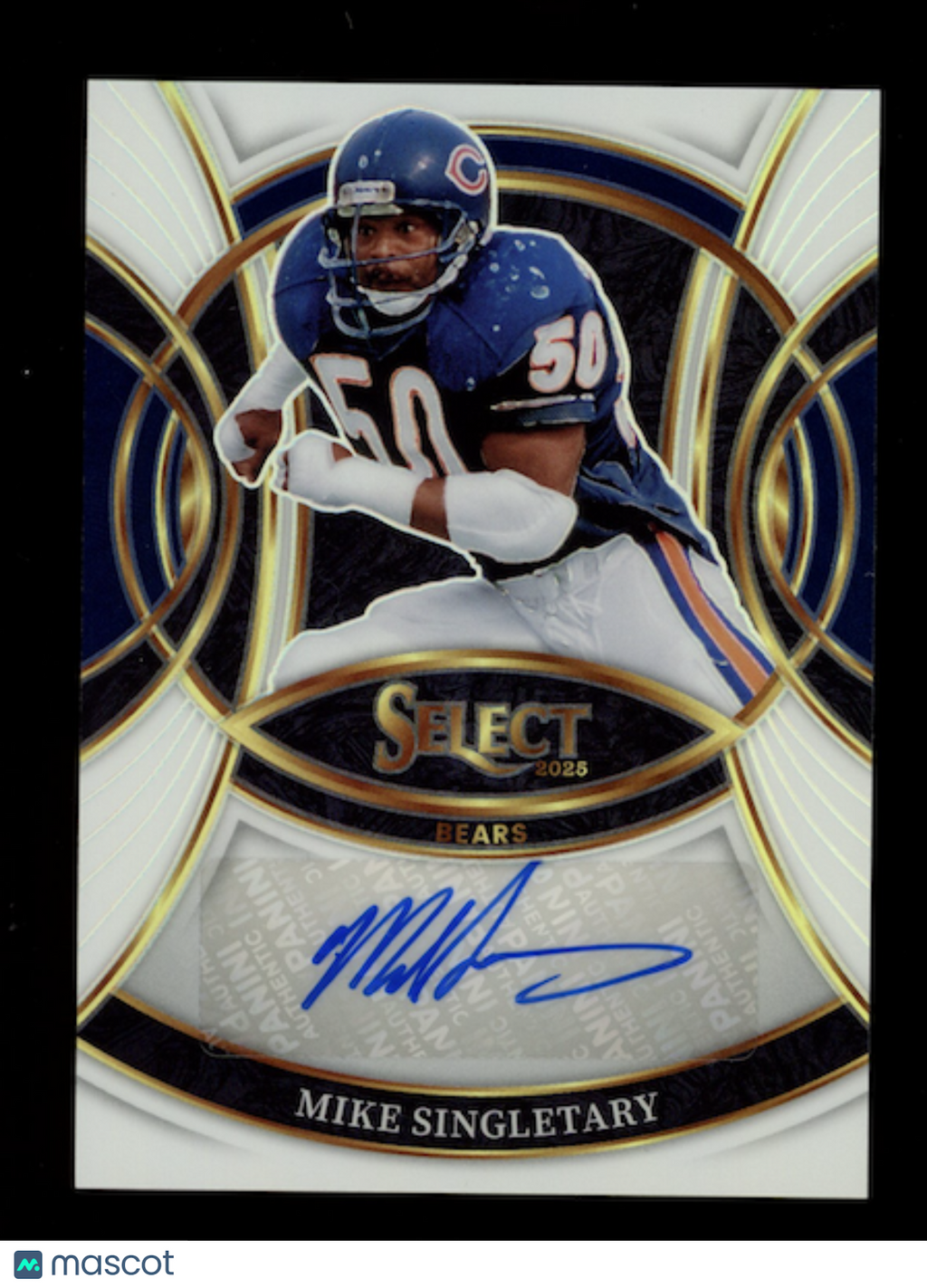 MIKE SINGLETARY 2025 Panini Select Signatures Auto White Prizm /35 #SP-MSY Bears