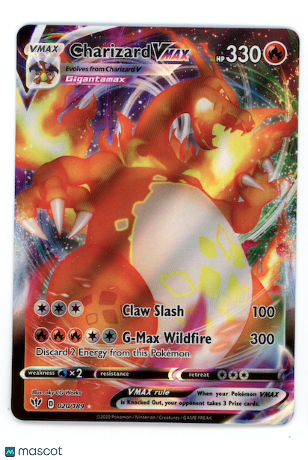CHARIZARD VMAX 2020 Pokemon Sword Shield Darkness Ablaze #20/189 Ultra Rare