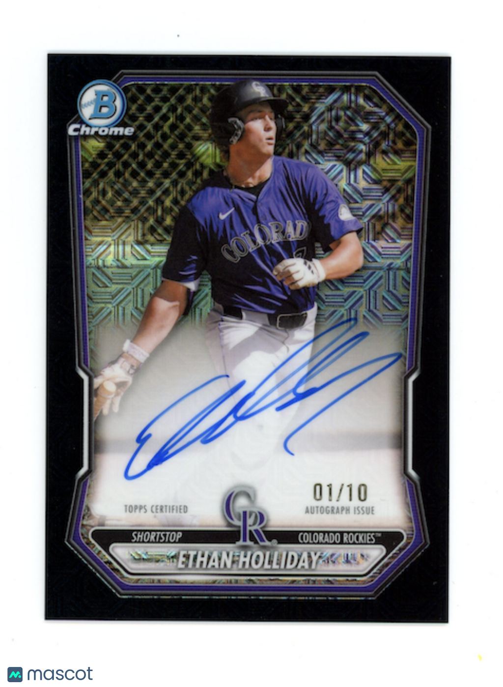 ETHAN HOLLIDAY 2026 Bowman Mega Box Chrome Black Mojo Refractor Auto /10 #BMA-EH