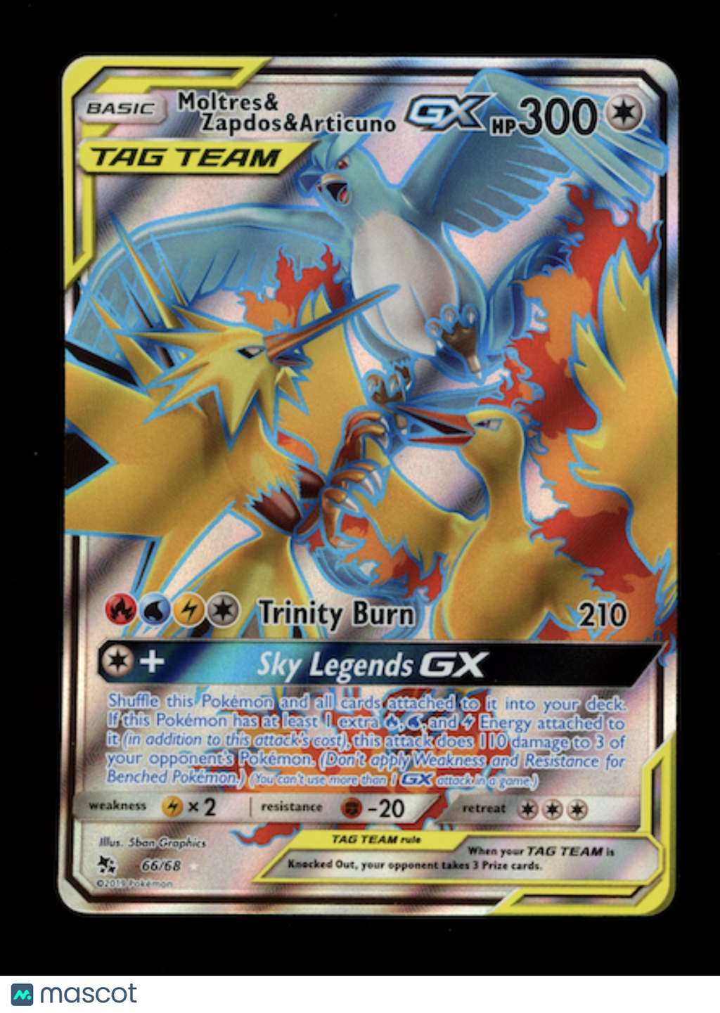 MOLTRES & ZAPDOS & ARTICUNO GX 2019 Pokemon SM Hidden Fates  #66/68 Ultra Rare