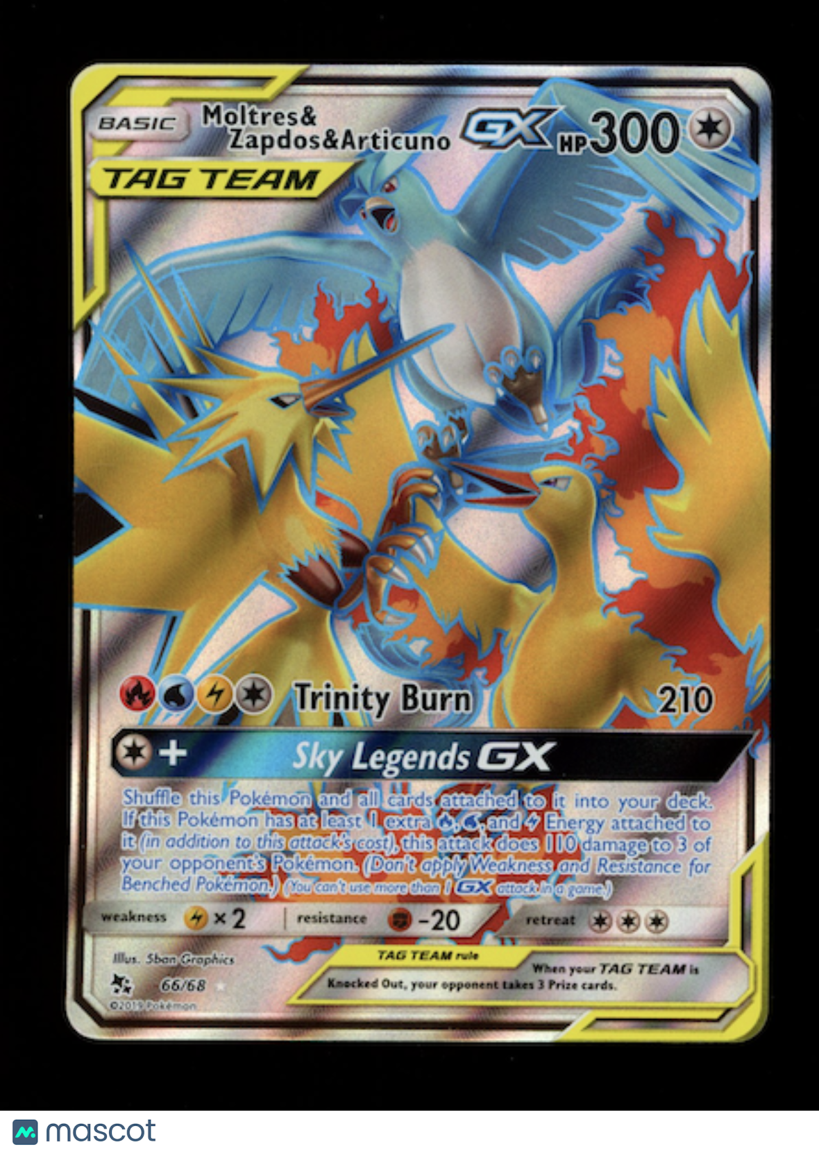 MOLTRES & ZAPDOS & ARTICUNO GX 2019 Pokemon SM Hidden Fates  #66/68 Ultra Rare