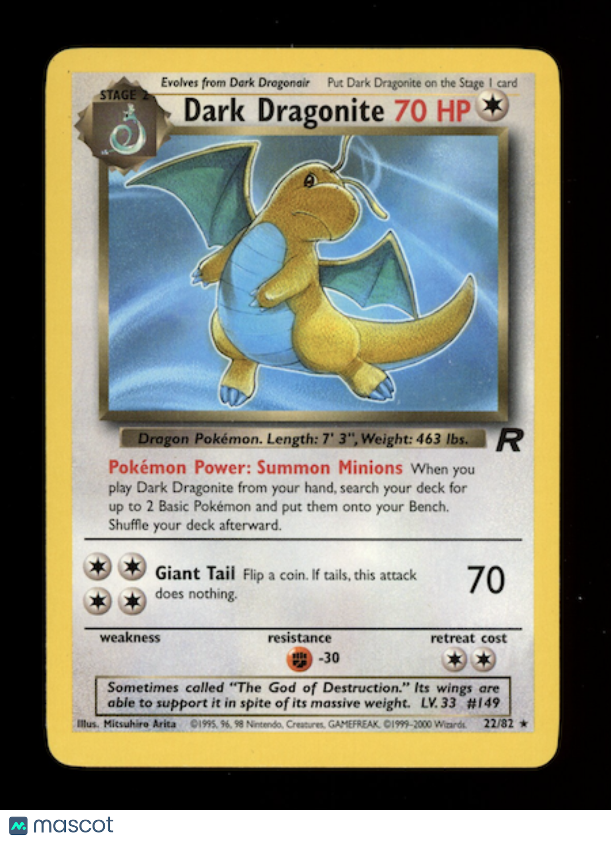 DARK DRAGONITE 2000 Pokemon Team Rocket #22/82 Rare