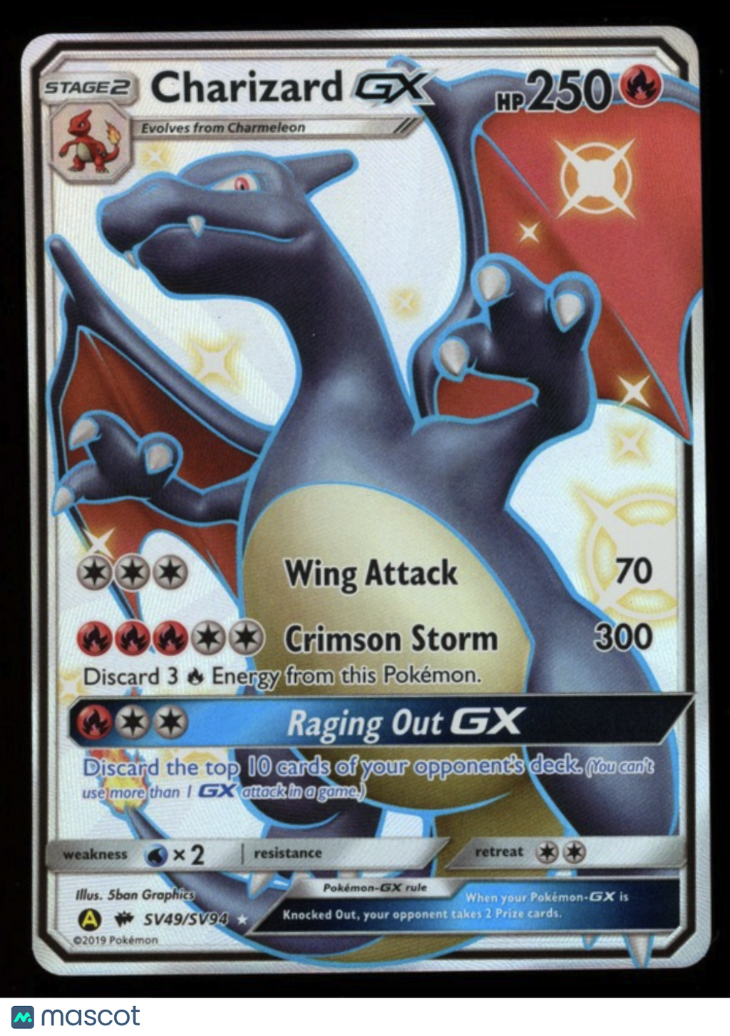 CHARIZARD GX 2019 Pokemon Hidden Fates Shiny Vault #SV49/SV94 Shiny Holo Rare