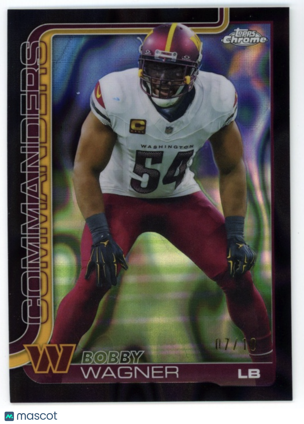BOBBY WAGNER 2025 Topps Chrome Black Lava Refractor /10 SSP #299 Commanders