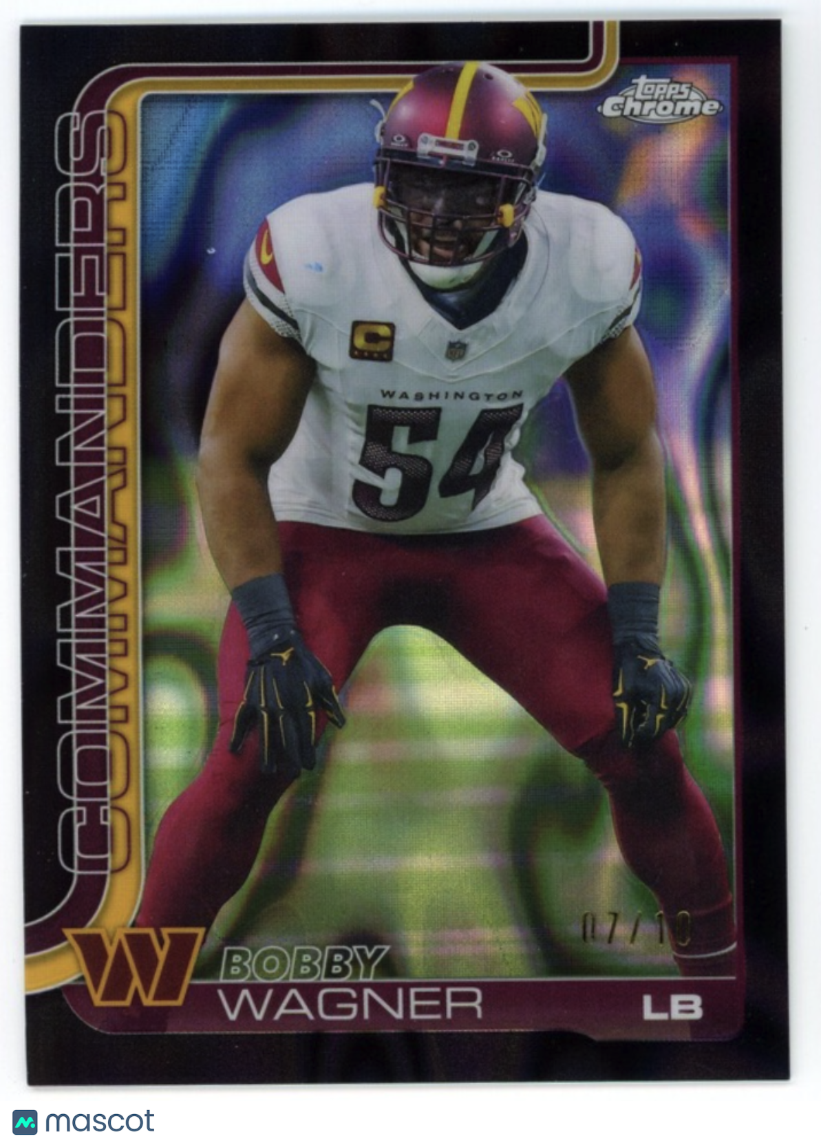 BOBBY WAGNER 2025 Topps Chrome Black Lava Refractor /10 SSP #299 Commanders