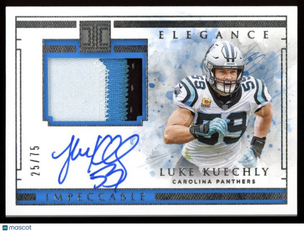 LUKE KUECHLY 2019 Panini Impeccable Elegance Patch Auto /75 #EV-LK Panthers