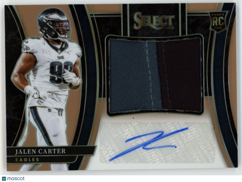 JALEN CARTER 2023 Panini Select Rookie Patch Auto Copper /49 #JRS-JCA Eagles