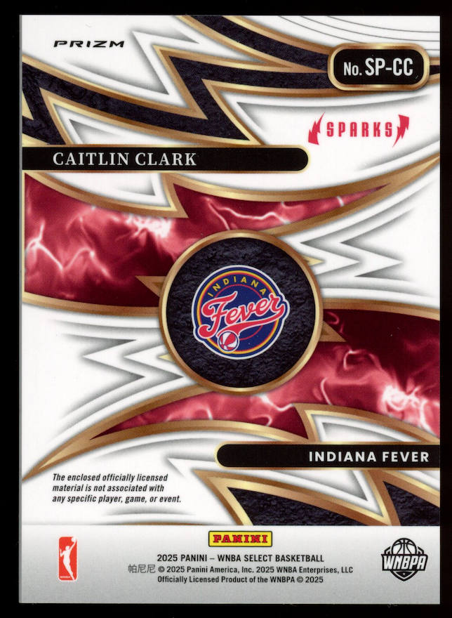 CAITLIN CLARK 2025 Panini Select Sparks Patch Silver Prizm #SP-CC Fever