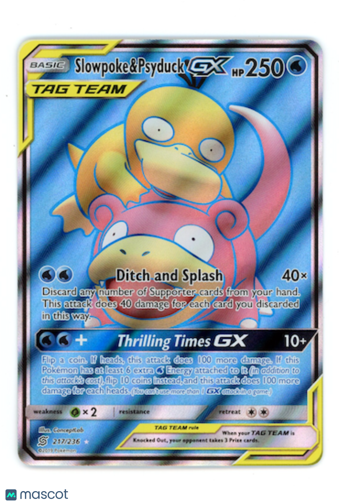 SLOWPOKE & PSYDUCK GX 2019 Pokemon Sun Moon Unified Minds #217/236 FA Ultra Rare