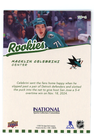 MACKLIN CELEBRINI 2025 Upper Deck National Convention Top Shelf Rookies #TS-1