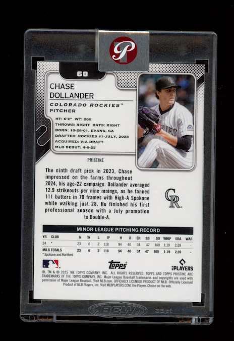CHASE DOLLANDER 2025 Topps Pristine Rookie /10 #68 Rockies