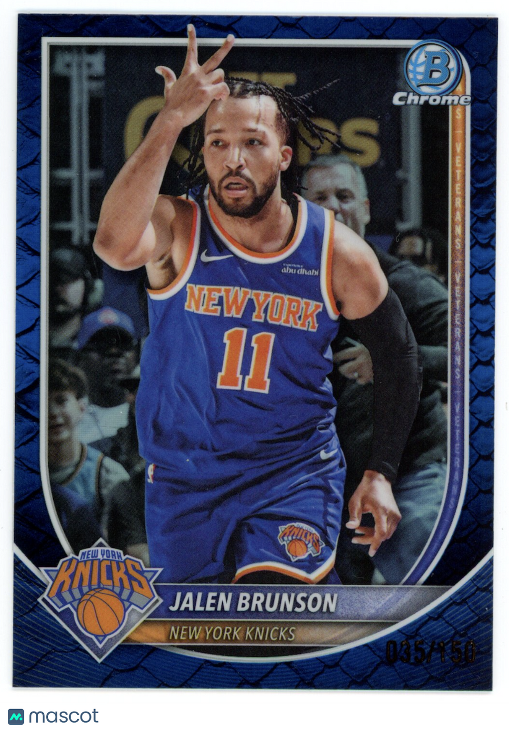 JALEN BRUNSON 2025-26 Bowman Chrome Blue Reptilian /150 #BCV-62 Knicks
