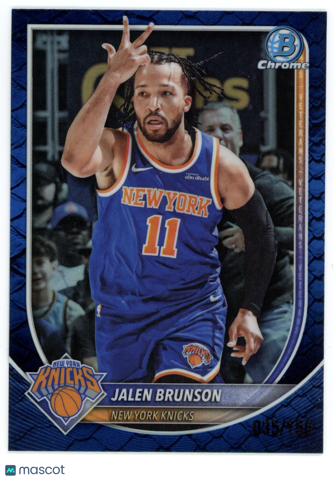 JALEN BRUNSON 2025-26 Bowman Chrome Blue Reptilian /150 #BCV-62 Knicks