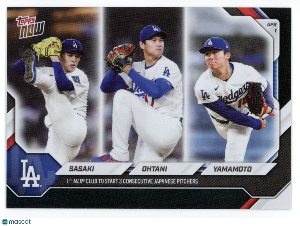 ROKI SASAKI SHOHEI OHTANI YOSHINOBU YAMAMOTO 2026 Topps Now Black /10 #42