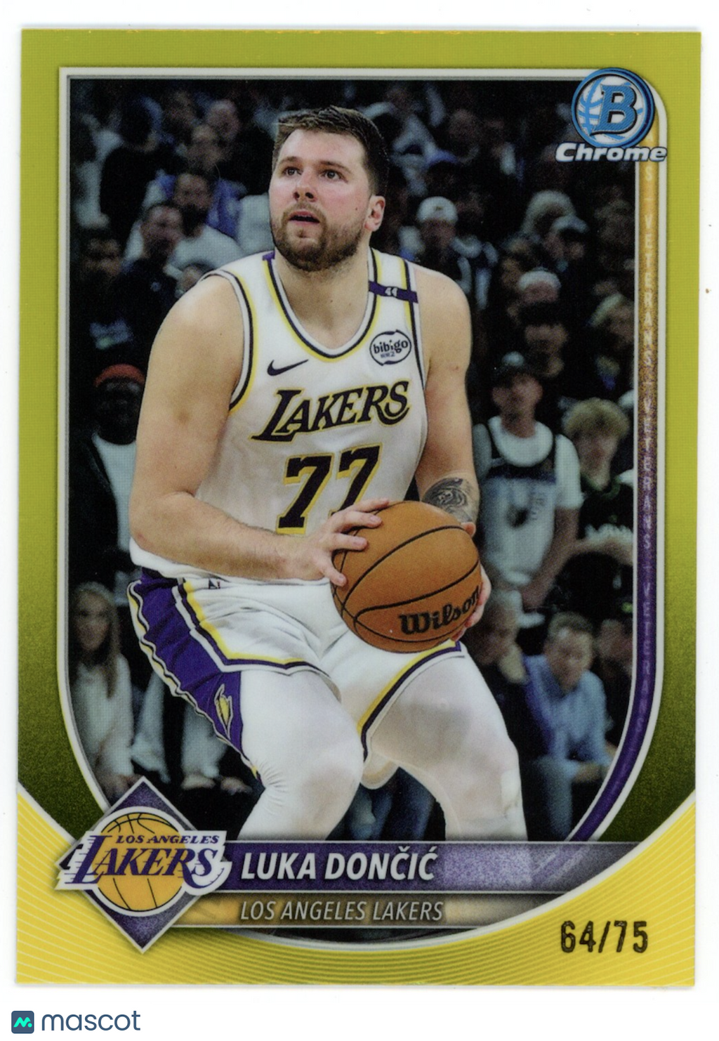 LUKA DONCIC 2025-26 Bowman Chrome Variation Yellow Refractor /75 #BCV-123 Lakers