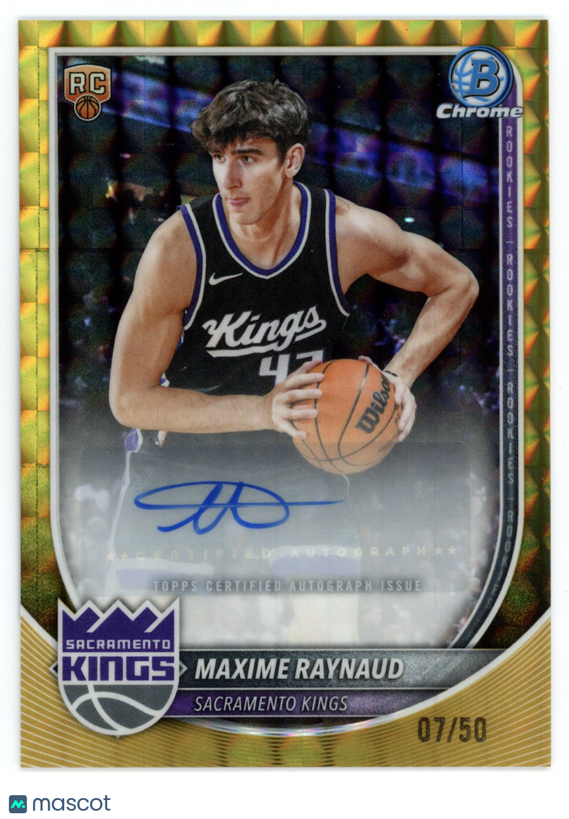 MAXIME RAYNAUD 2025-26 Bowman Chrome Gold Geometric Rookie Auto /50 #BCA-MR