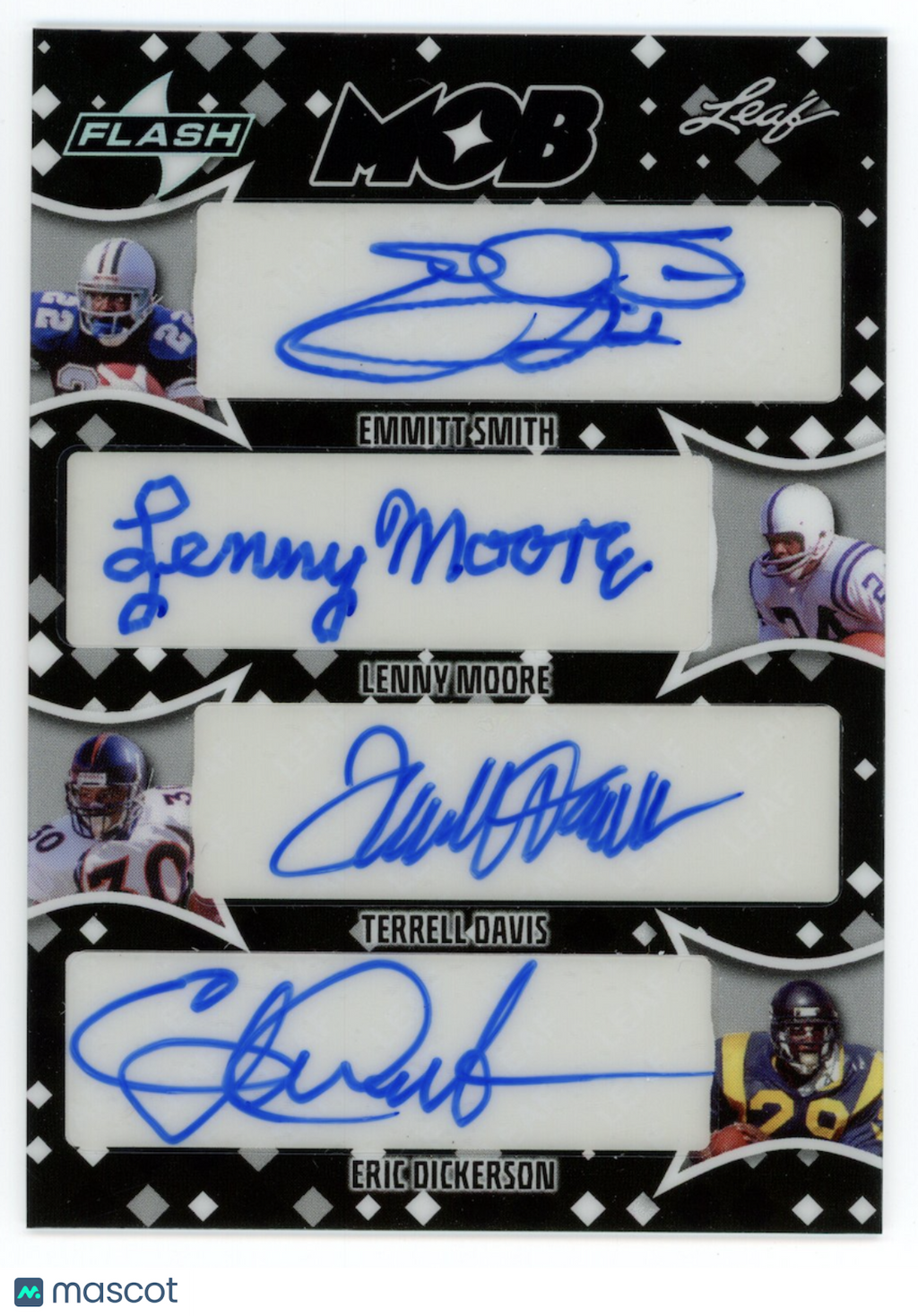 EMMITT SIMTH LENNY MOORE TERRELL DAVIS ERIC DICKERSON 2025 Leaf Flash 1/1 Auto