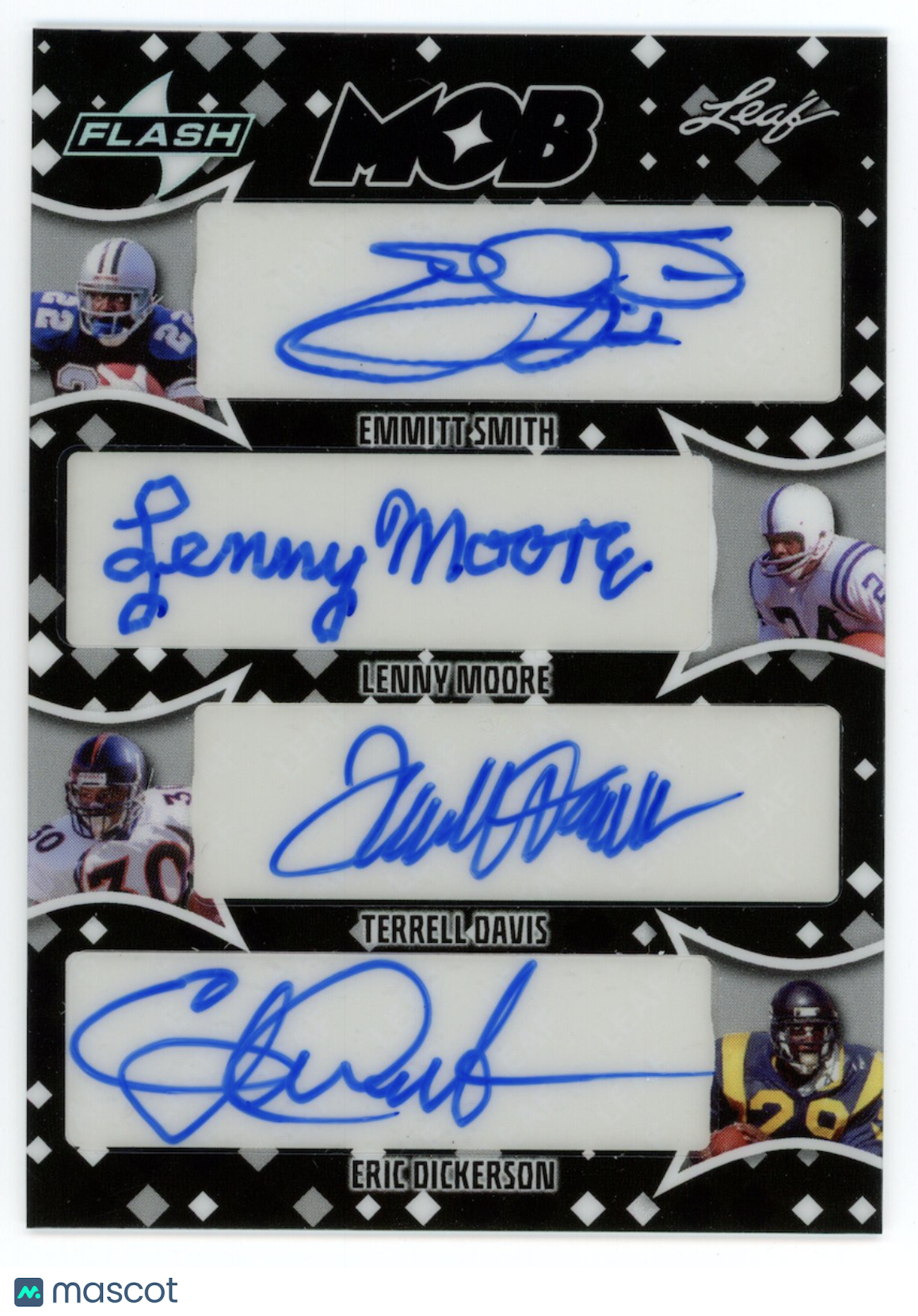 EMMITT SIMTH LENNY MOORE TERRELL DAVIS ERIC DICKERSON 2025 Leaf Flash 1/1 Auto