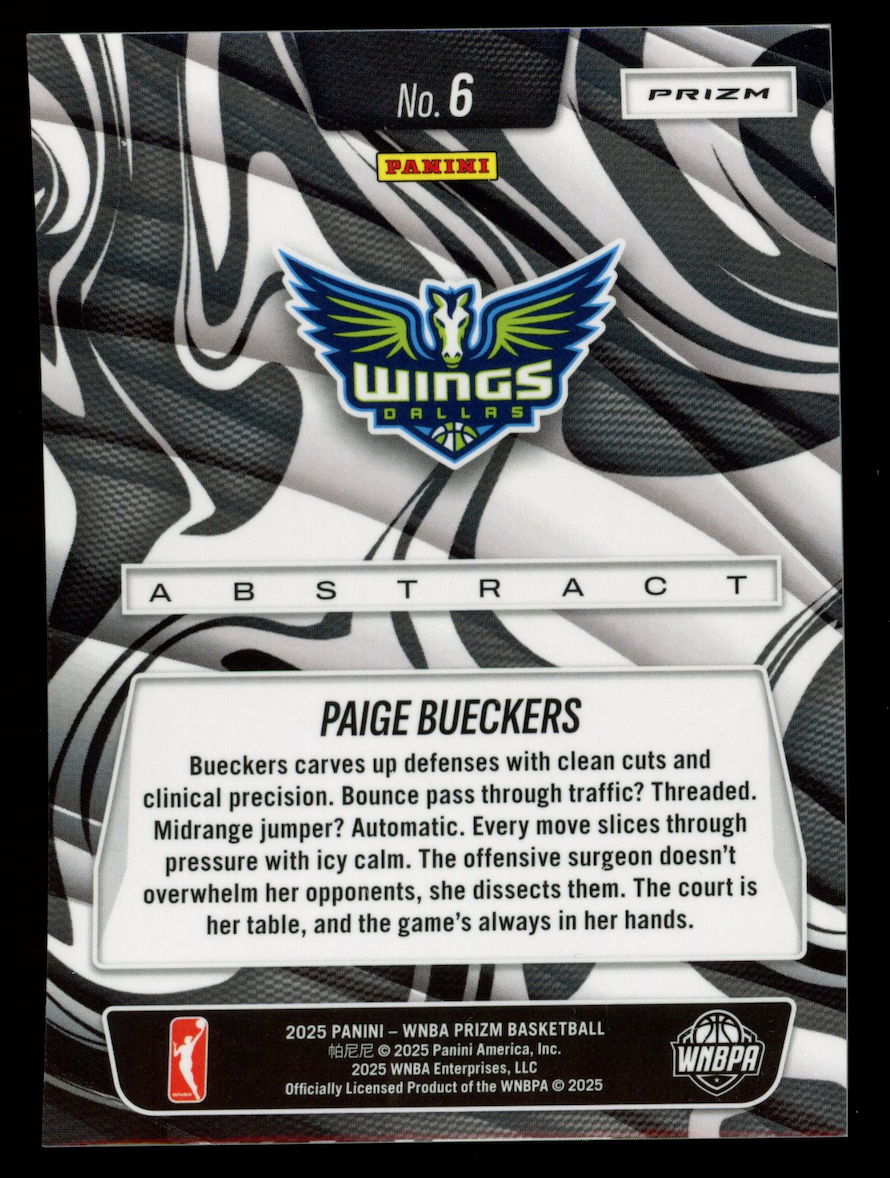 PAIGE BUECKERS 2025 Panini WNBA Prizm Abstract Rookie Case Hit SSP #6 Wings