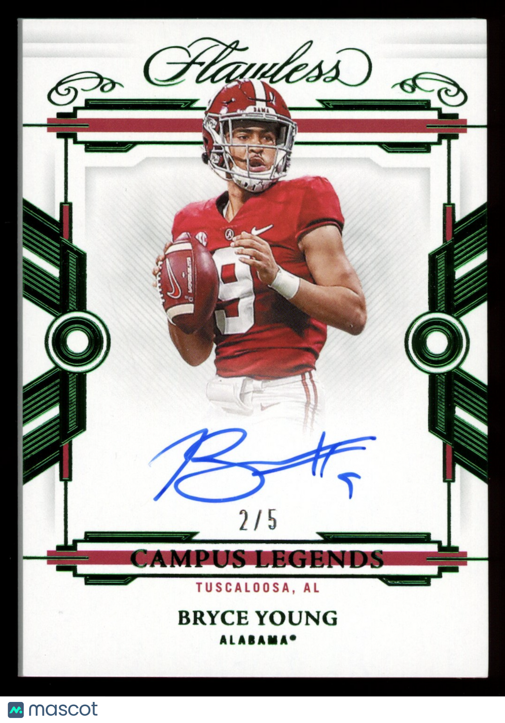 BRYCE YOUNG 2022 Panini Flawless Collegiate Campus Legends Auto Emerald /5