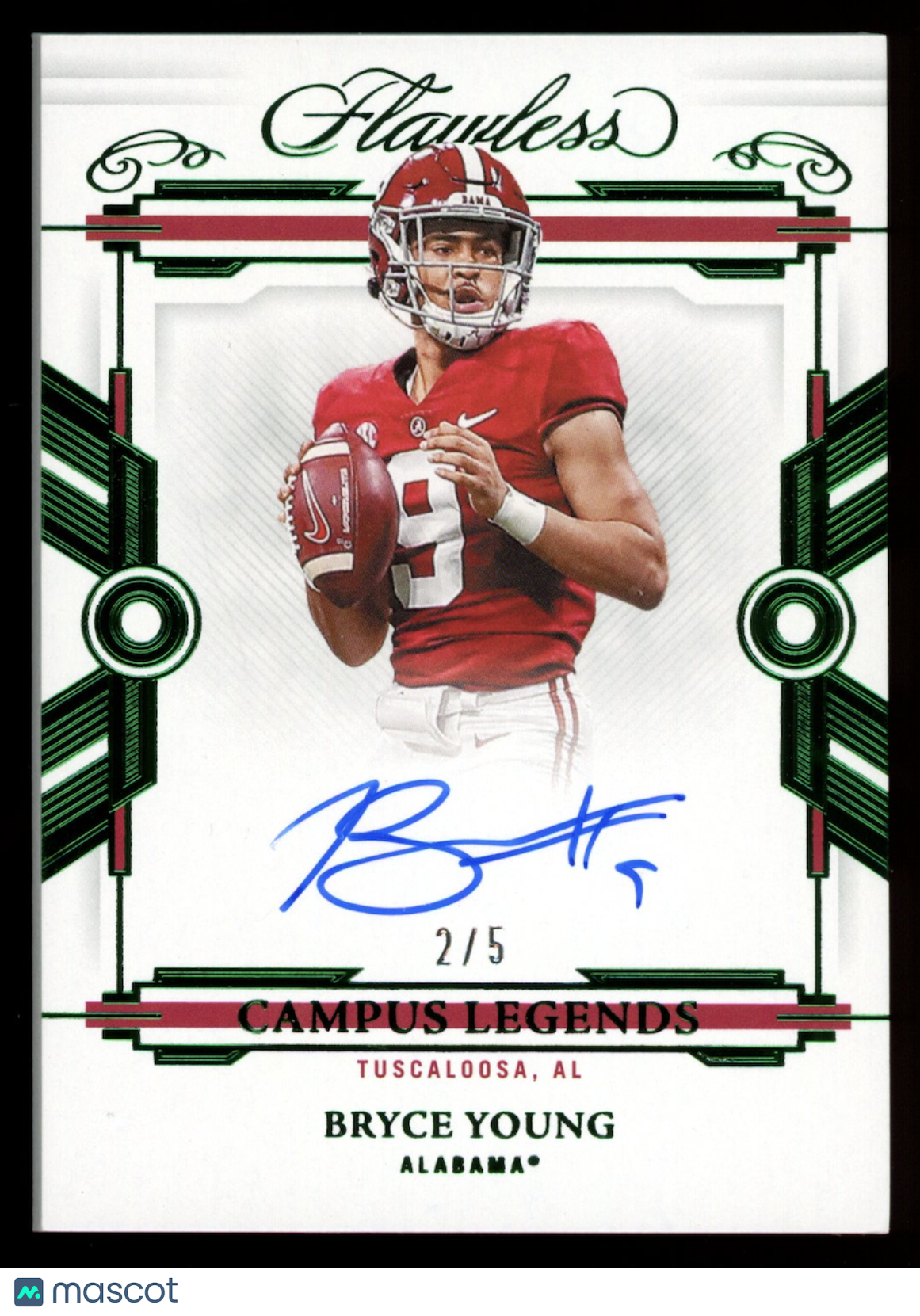 BRYCE YOUNG 2022 Panini Flawless Collegiate Campus Legends Auto Emerald /5