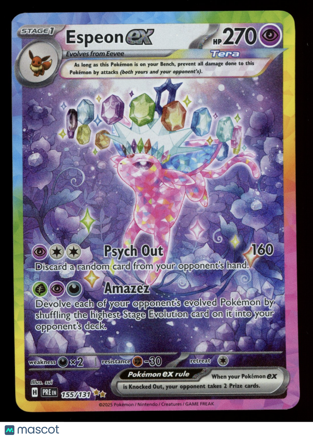 ESPEON EX 2025 Pokemon S&V Prismatic Evolutions #155 Special Illustration Rare