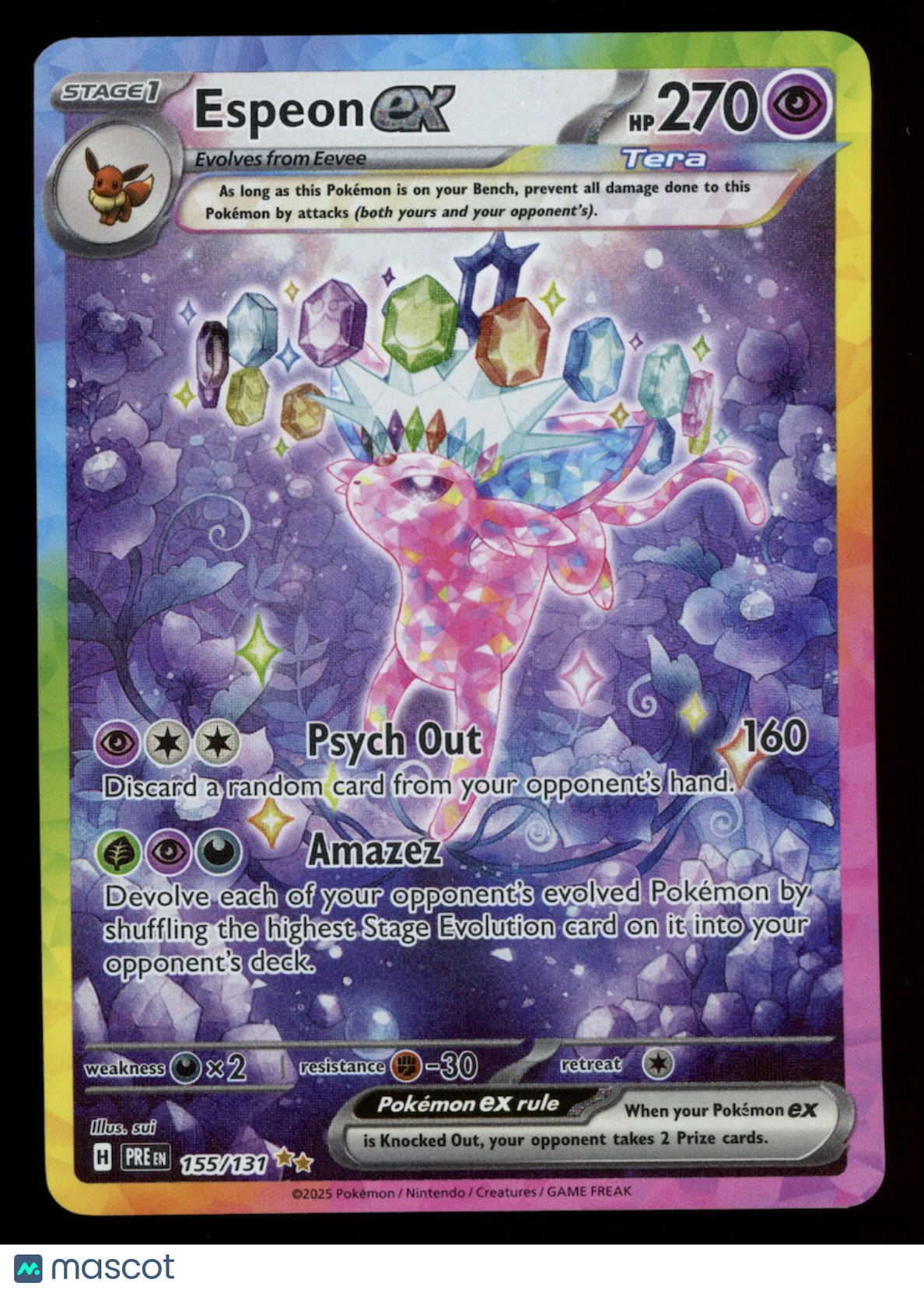 ESPEON EX 2025 Pokemon S&V Prismatic Evolutions #155 Special Illustration Rare