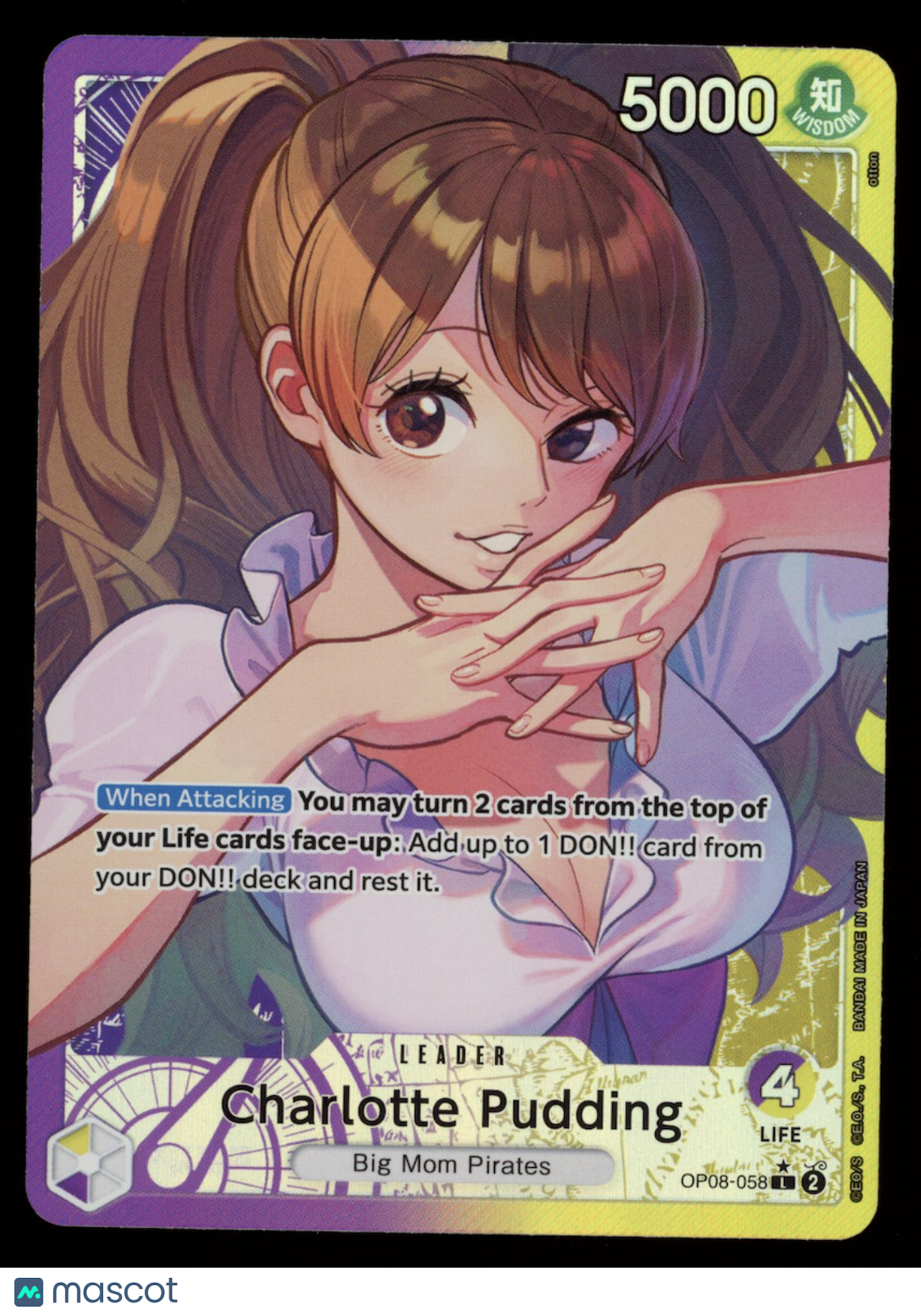 CHARLOTTE PUDDING One Piece Two Legends Leader Parallel Alternate Art #OP08-058