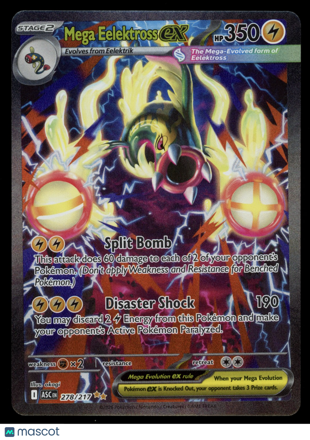 MEGA EELEKTROSS EX 2026 Pokemon Ascended Heroes #278 Special Illustration Rare