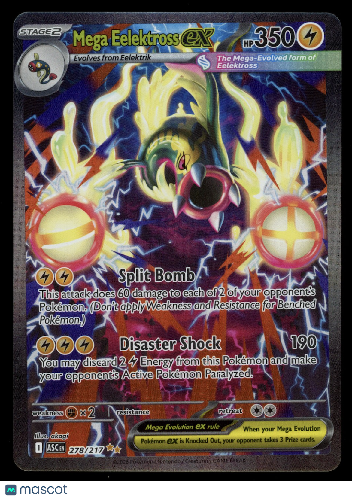 MEGA EELEKTROSS EX 2026 Pokemon Ascended Heroes #278 Special Illustration Rare