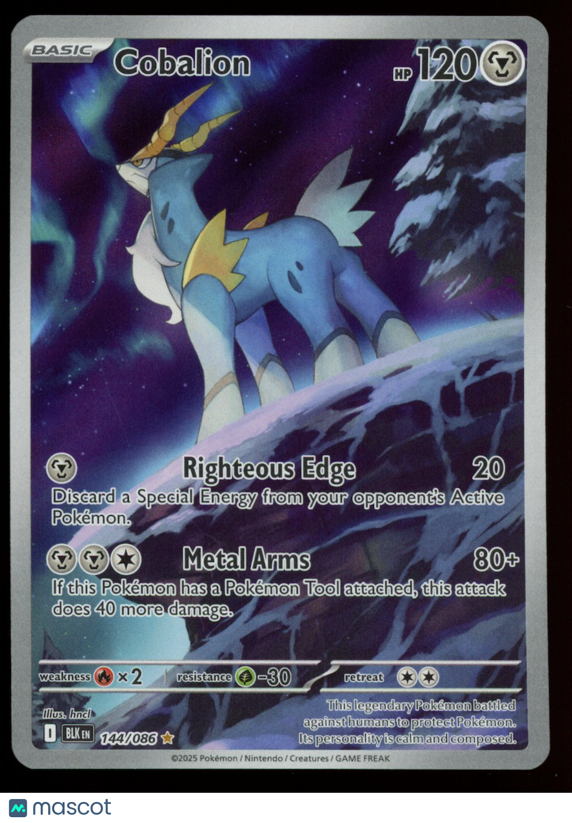 COBALION 2025 Pokemon Scarlet & Violet Black Bolt Illustration Rare #144/86