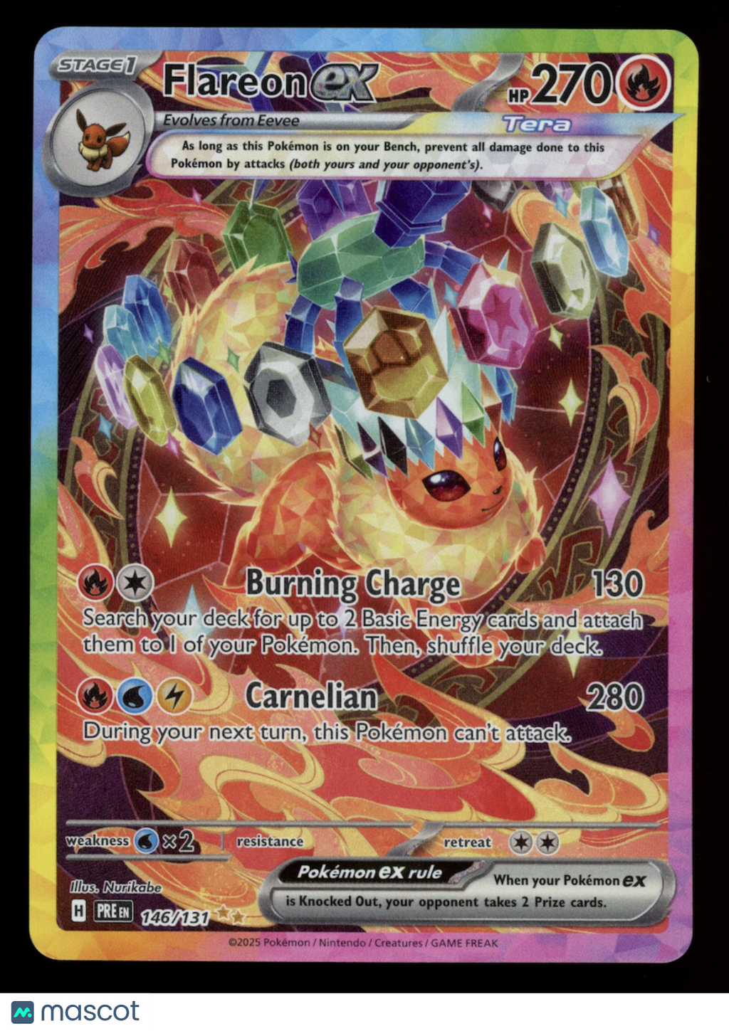 FLAREON EX 2025 Pokemon S&V Prismatic Evolutions Special Illustration Rare #146