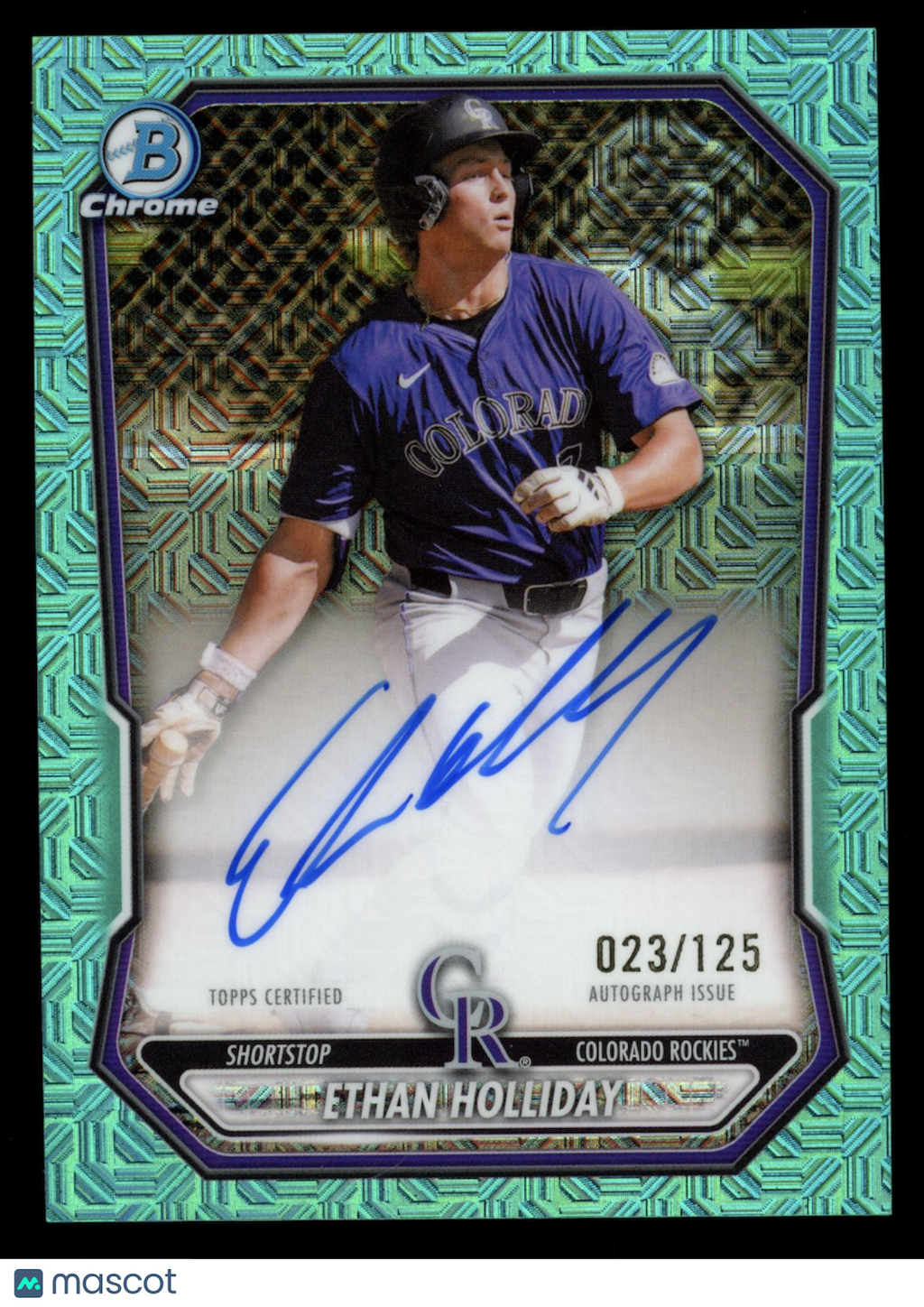 ETHAN HOLLIDAY 2026 Bowman Mega Chrome Auto Aqua Mojo Refractor /125 #BMA-EH