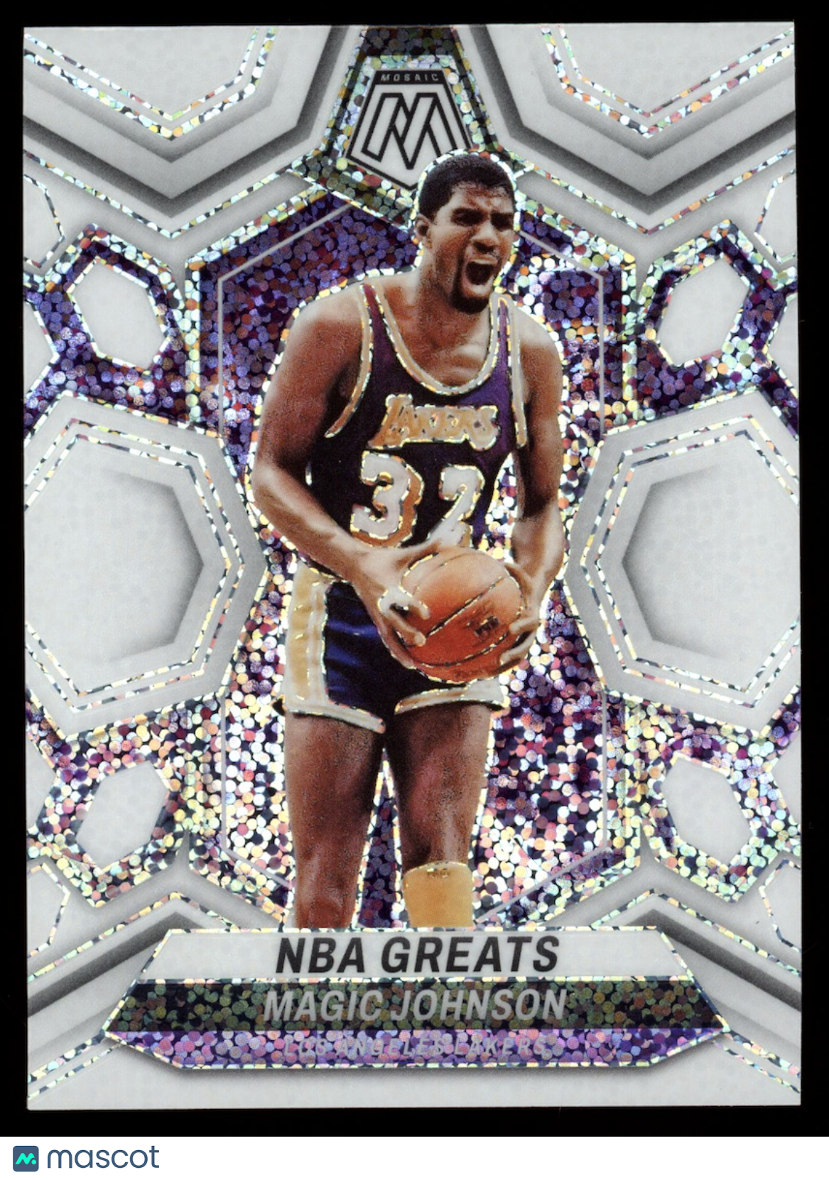 MAGIC JOHNSON 2023-24 Panini Prizm Mosaic White Sparkle Prizm SSP #295 Lakers