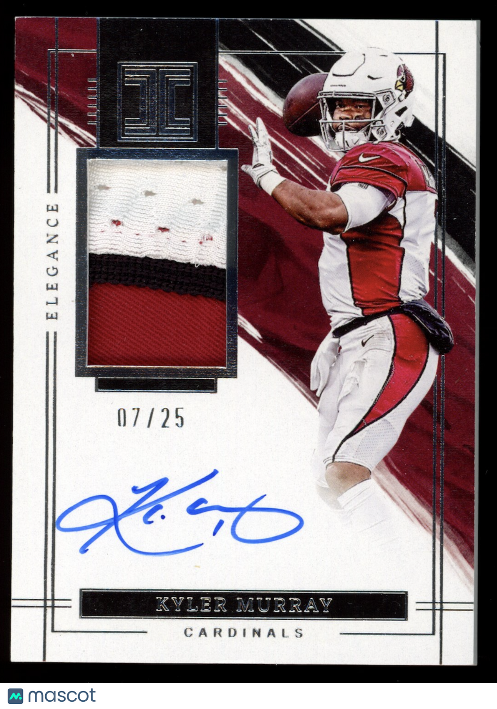 KYLER MURRAY 2022 Panini Impeccable Elegance Patch Auto /25 #EVA-KMU Cardinals