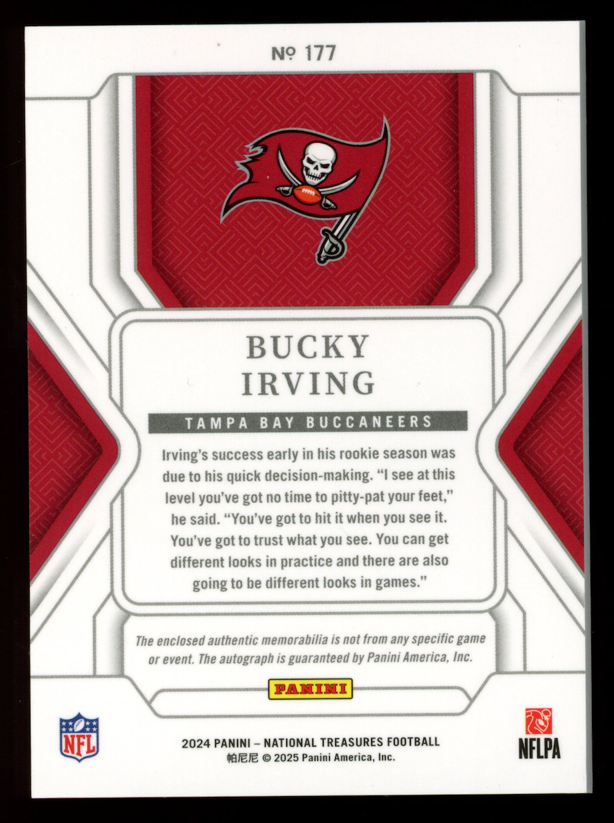 BUCKY IRVING 2024 Panini National Treasures Rookie Patch Auto /99 #177 Bucs