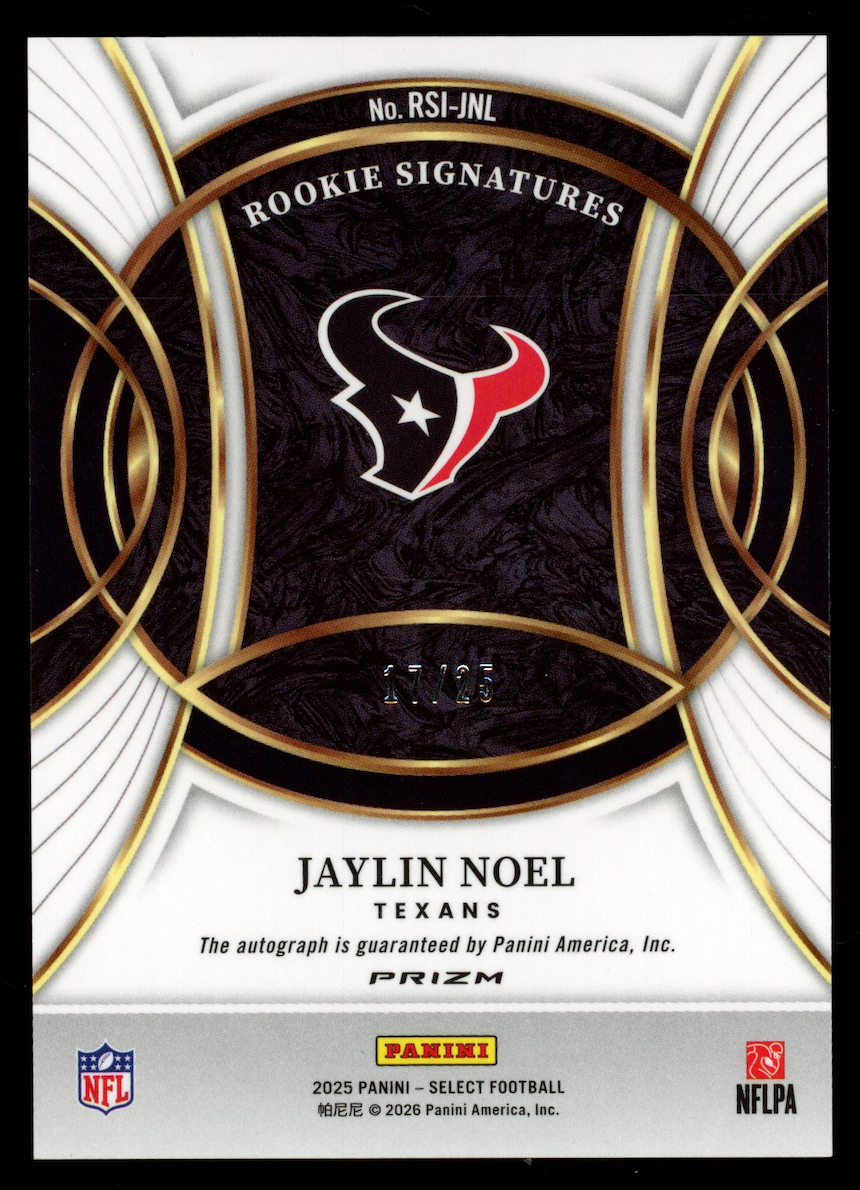 JAYLIN NOEL 2025 Panini Select Rookie Auto Tie-Dye Prizm /25 #RSI-JNL Texans