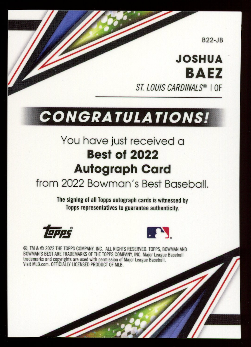 JOSHUA BAEZ 2022 Topps Bowman's Best Of 2022 Auto #B22-JB Cardinals