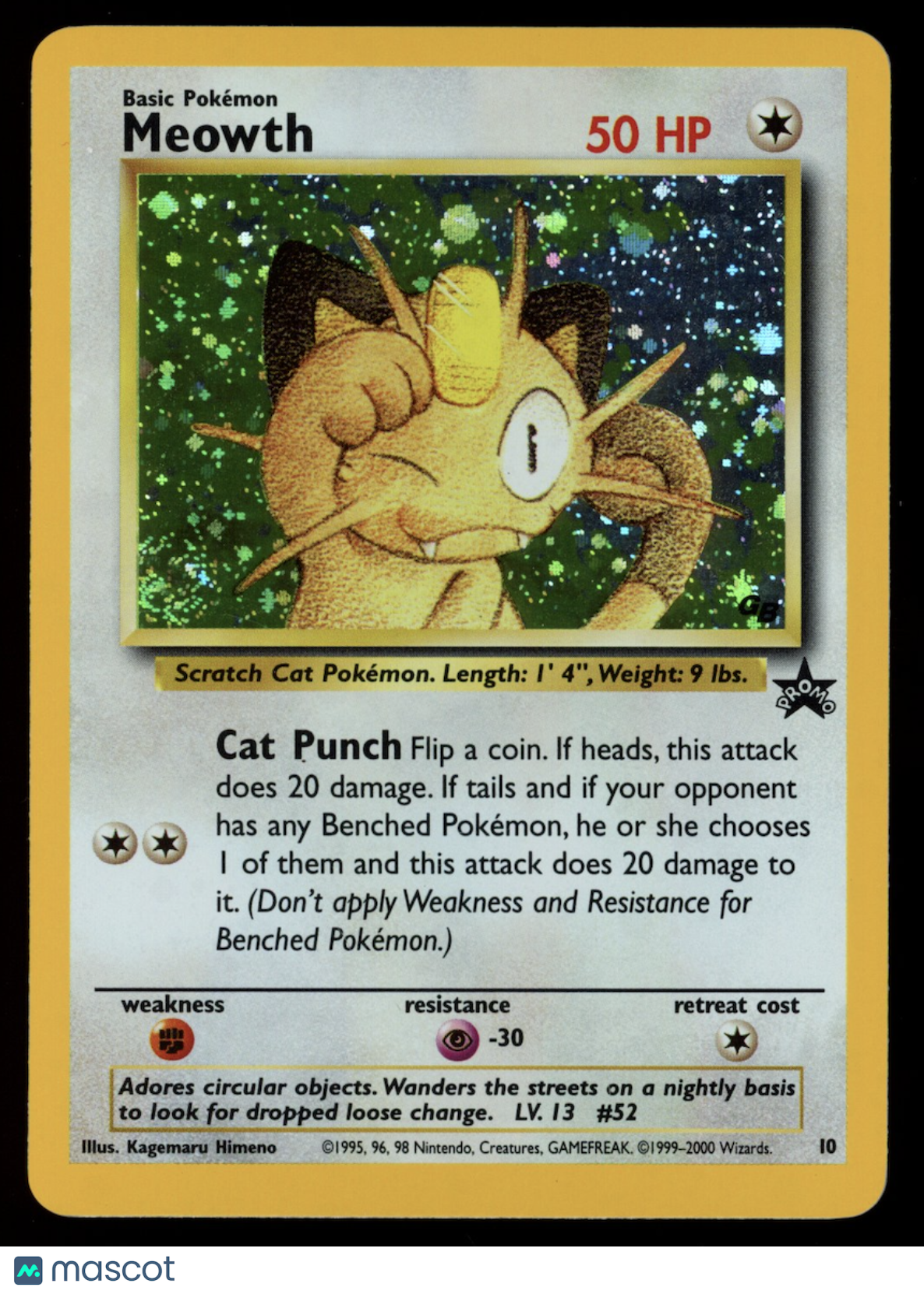 MEOWTH 2000 Pokemon Wizards Holo Black Star Promo #10
