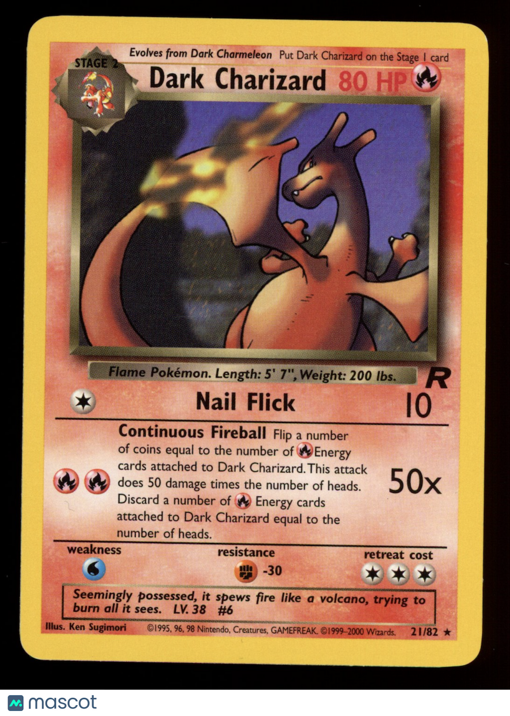 DARK CHARIZARD 2000 Pokemon Team Rocket #21/82 Rare