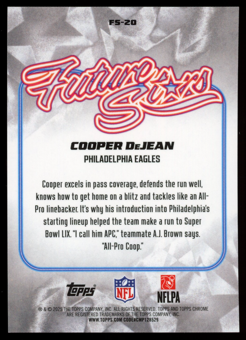 COOPER DEJEAN 2025 Topps Chrome Future Stars Red Refractor /5 #FS-20 Eagles