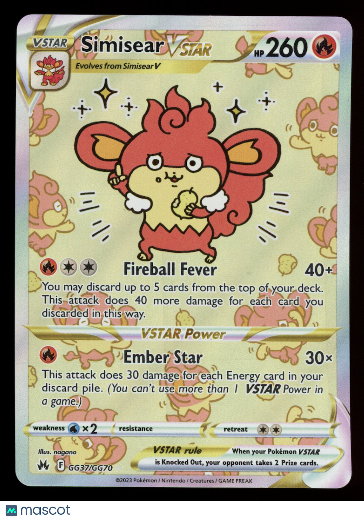 SIMISEAR VSTAR 2023 Pokemon Crown Zenith Galarian Gallery Full Art #GG37/GG70
