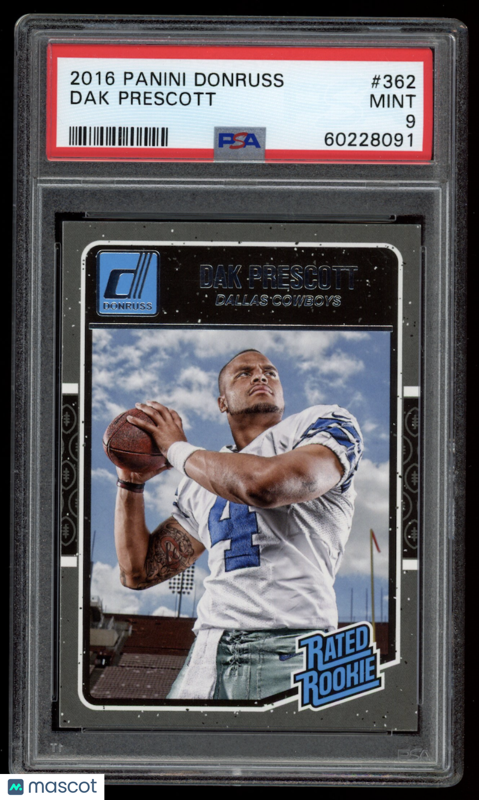 DAK PRESCOTT 2016 Panini Donruss Rated Rookie #362 PSA 9 Cowboys