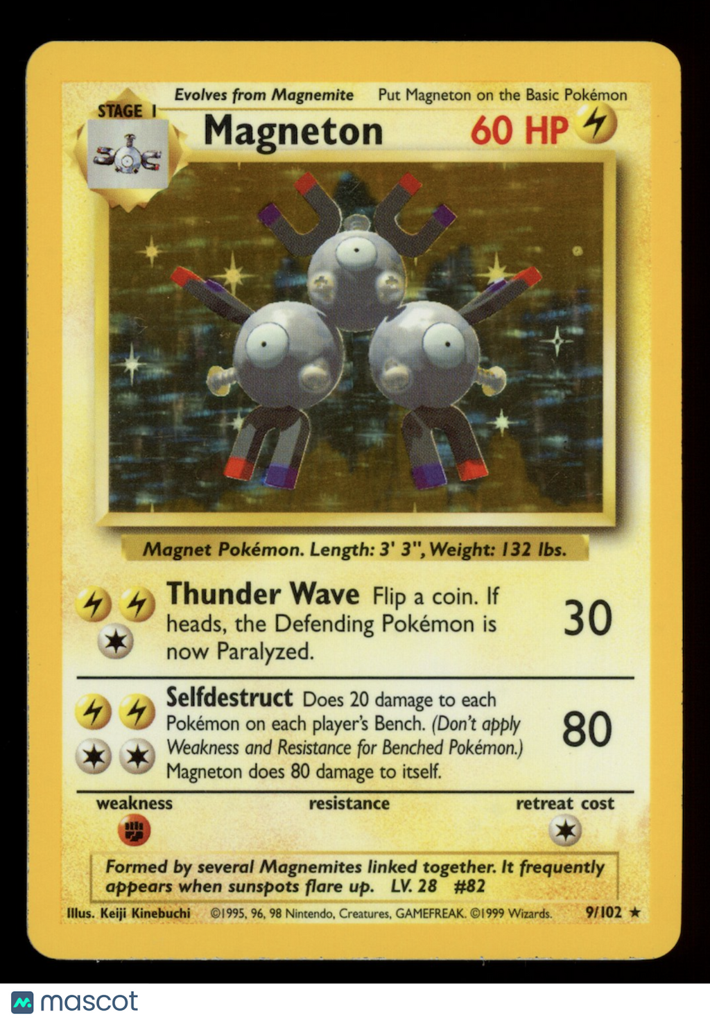 MAGNETON 1999 Pokemon Base Set Holo Rare #9/102